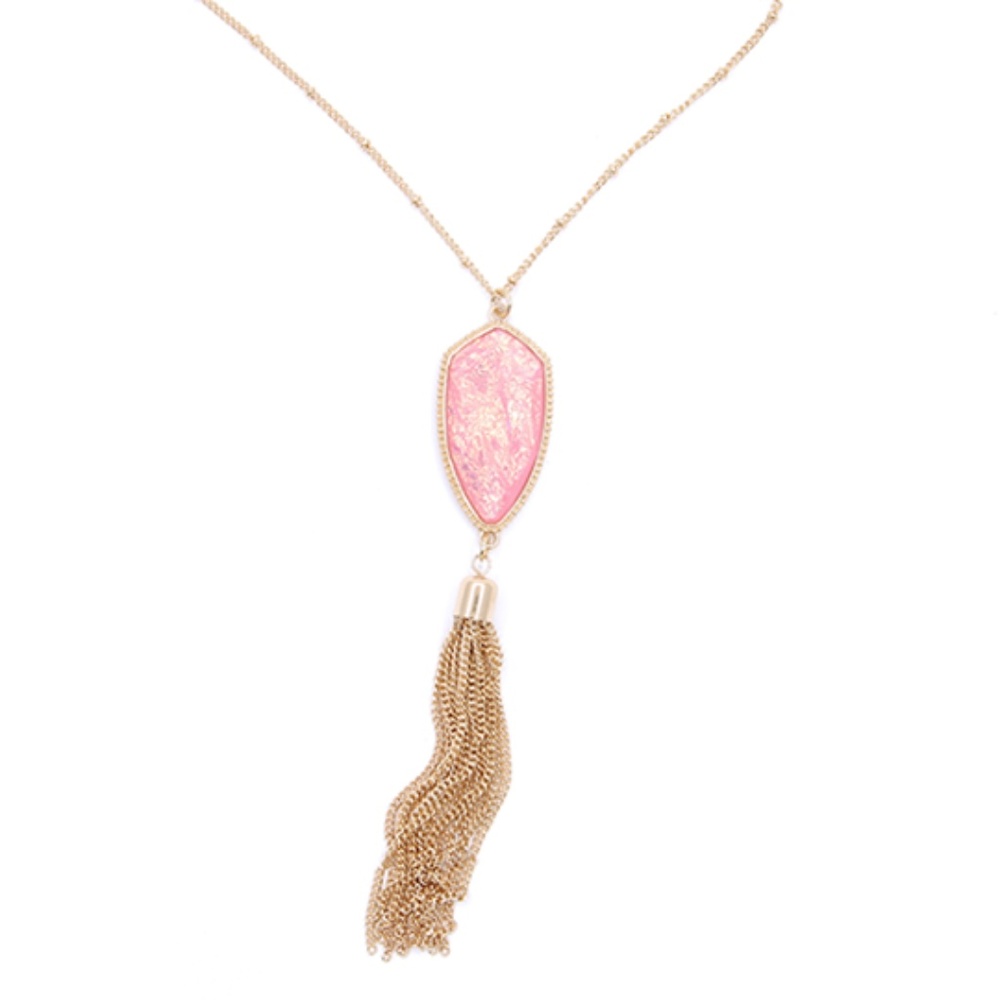 Pink Abalone Tassel Necklace